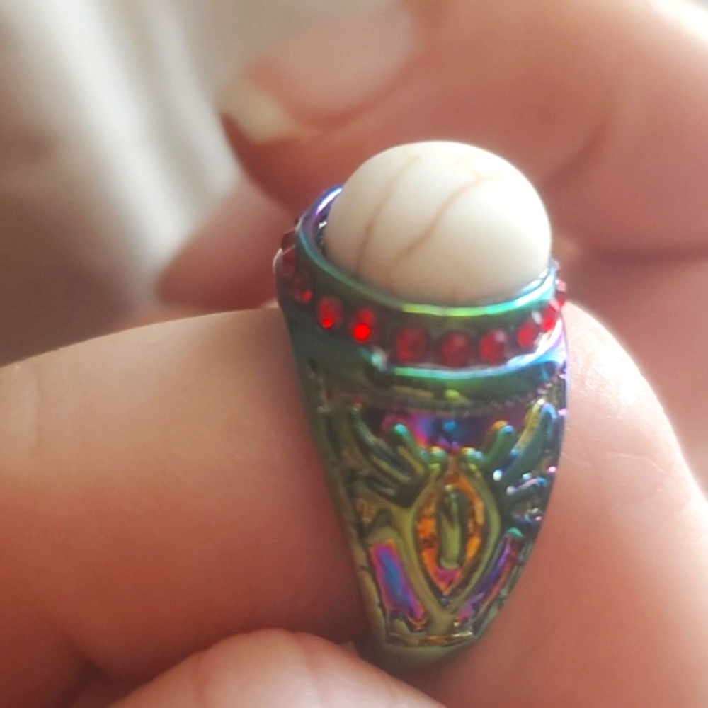 *Sale* New Howlite Rainbow Hematite Ring.
